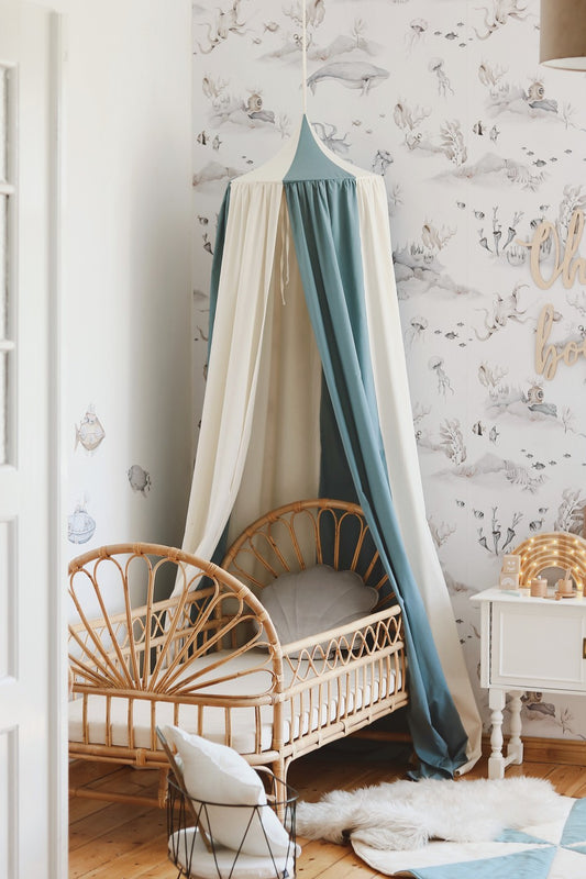 Organic Cotton and Linen Canopy - Blue Circus