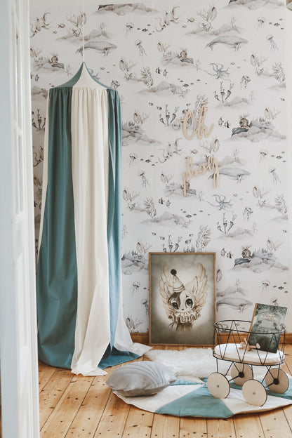 Organic Cotton and Linen Canopy - Blue Circus