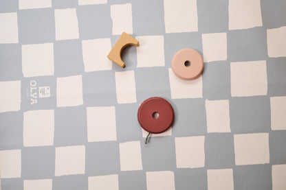 Kids Mealtime Floor Mat, Non-Slip & Waterproof - Chess Azure