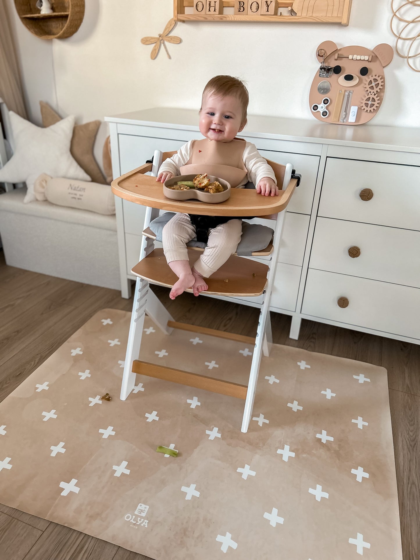 Kids Mealtime Floor Mat, Non-Slip & Waterproof - Cross Sand
