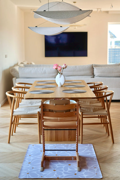 Kids Mealtime Floor Mat, Non-Slip & Waterproof - Daisy Lavender